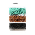 Mint green PVC coated metal paper clips 28mm and 50mm in office packaging