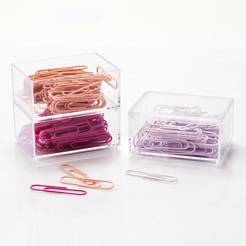 Mint green PVC coated metal paper clips 28mm and 50mm in office packaging
