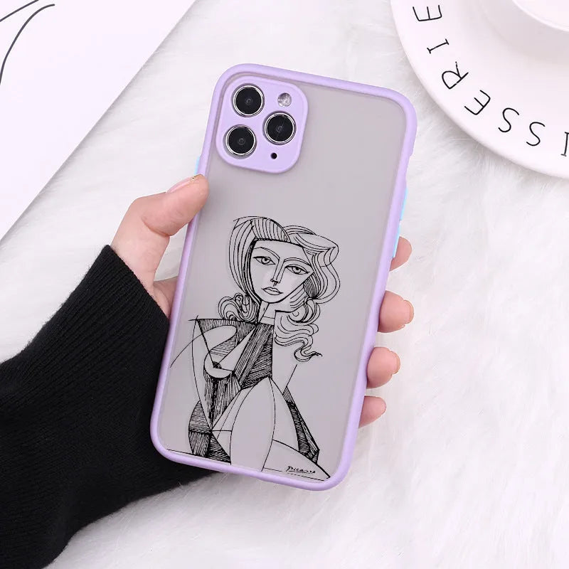 Fashion TPU protective back case cover for iPhone with decorative painted pattern and fine hole cutouts.
