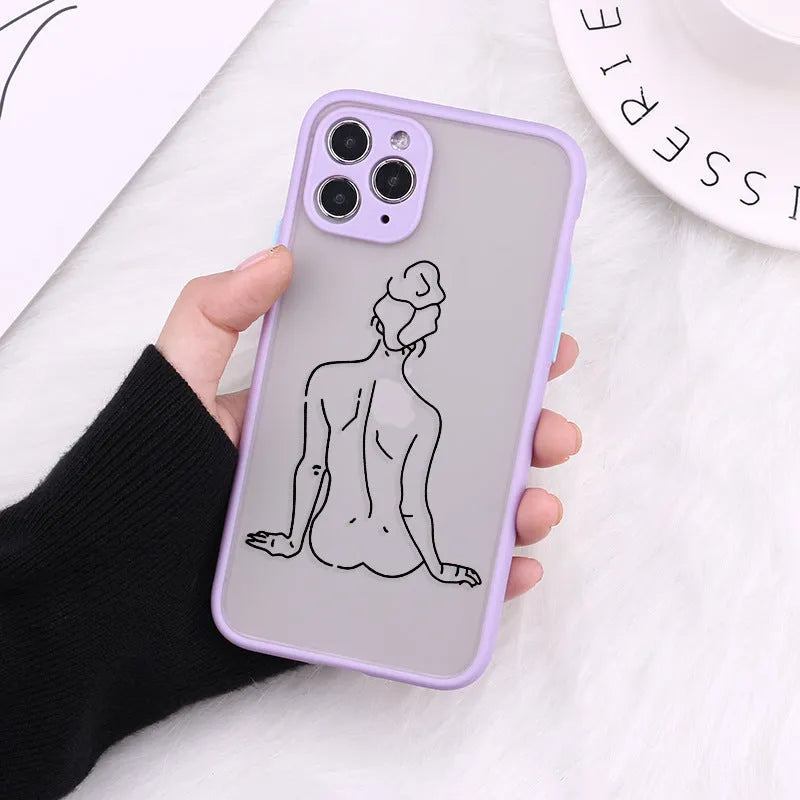 Fashion TPU protective back case cover for iPhone with decorative painted pattern and fine hole cutouts.