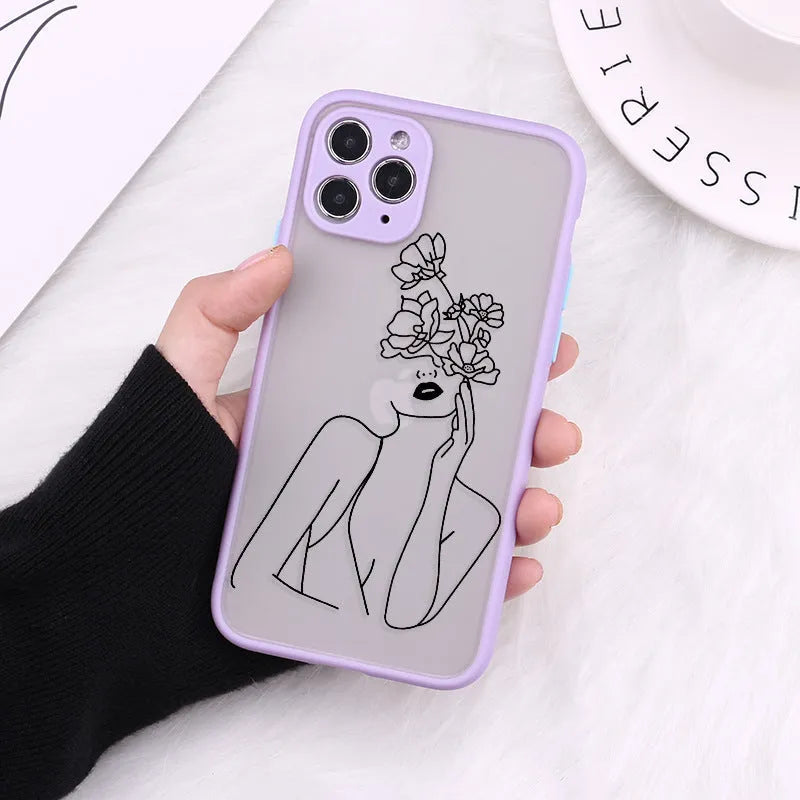 Fashion TPU protective back case cover for iPhone with decorative painted pattern and fine hole cutouts.