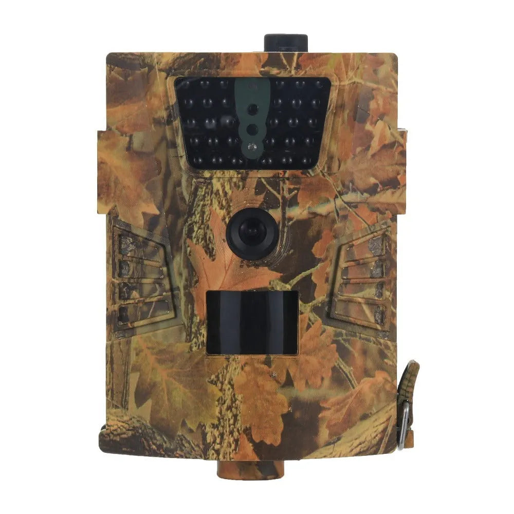 Orchard surveillance anti-theft camera showing front view with sensor and IR LEDs