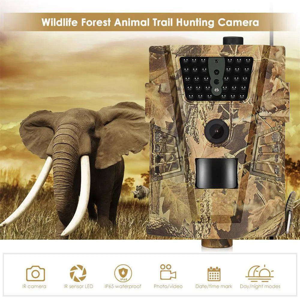 Orchard surveillance anti-theft camera showing front view with sensor and IR LEDs