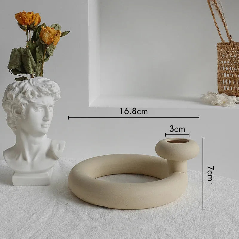 Matte ceramic dry flower vase with textured unglazed surface in Nordic design style
