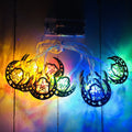 Gold wrought iron moon and star pendant LED string lights with battery box for indoor Ramadan decoration