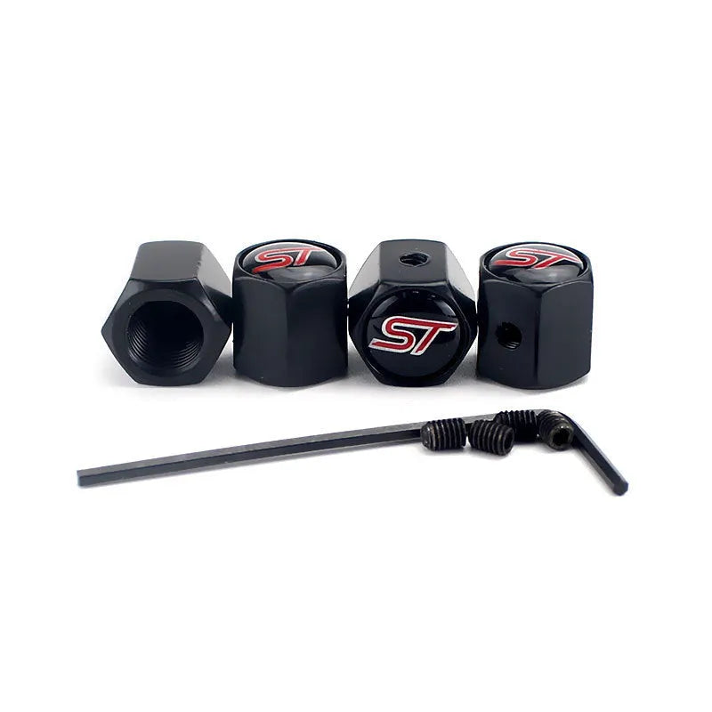 Silver stainless steel anti-theft valve cap with screw-on design for car tyres
