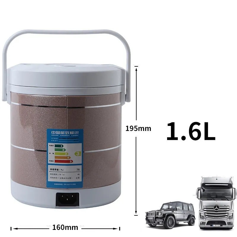 12V 24V mini rice cooker 1.6L with stainless steel shell and non-stick liner in blue for car use