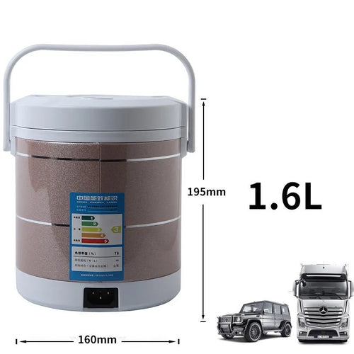 12V 24V mini rice cooker 1.6L with stainless steel shell and non-stick liner in blue for car use