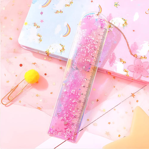 15cm transparent PVC ruler with laser-cut girl heart design showing bookmark and measurement functions