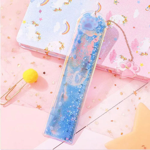 15cm transparent PVC ruler with laser-cut girl heart design showing bookmark and measurement functions