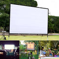 150-inch white polyester projection screen with 4:3 aspect ratio and folding design