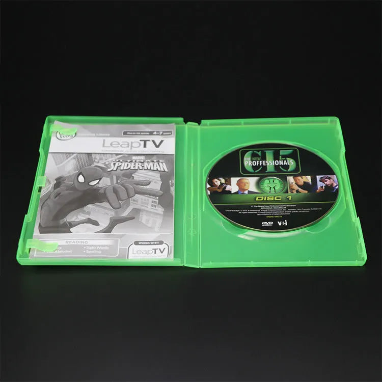 Green plastic empty disc box for compact discs, size 191x135x14mm, offset printing surface