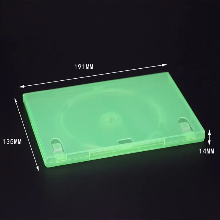 Green plastic empty disc box for compact discs, size 191x135x14mm, offset printing surface