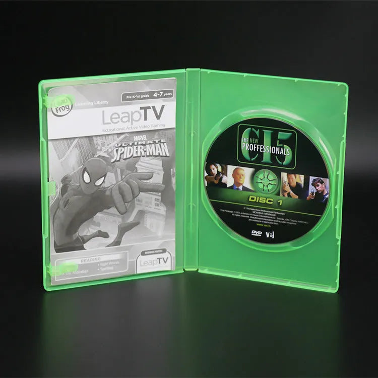 Green plastic empty disc box for compact discs, size 191x135x14mm, offset printing surface