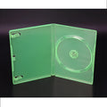 Green plastic empty disc box for compact discs, size 191x135x14mm, offset printing surface