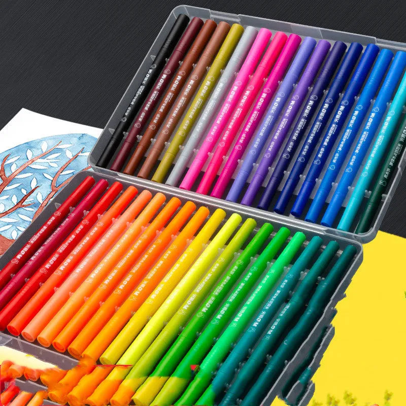 Double-head soft tip watercolour pen art set with drawing book and hook line pen in various colour pack options