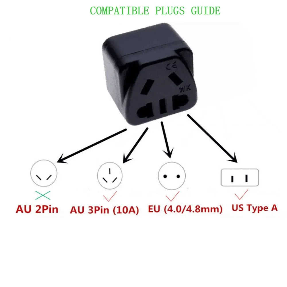 Square UK to international power adapter with five output ports in black or white