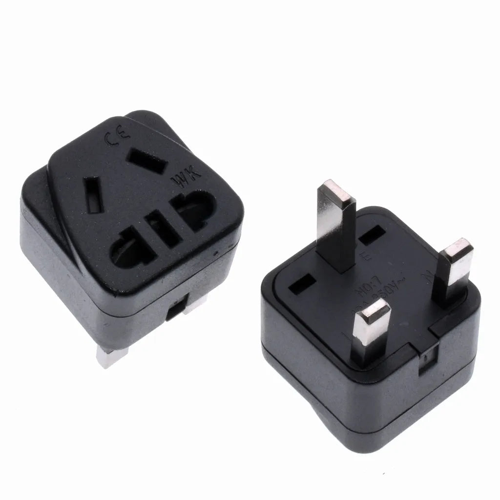 Square UK to international power adapter with five output ports in black or white