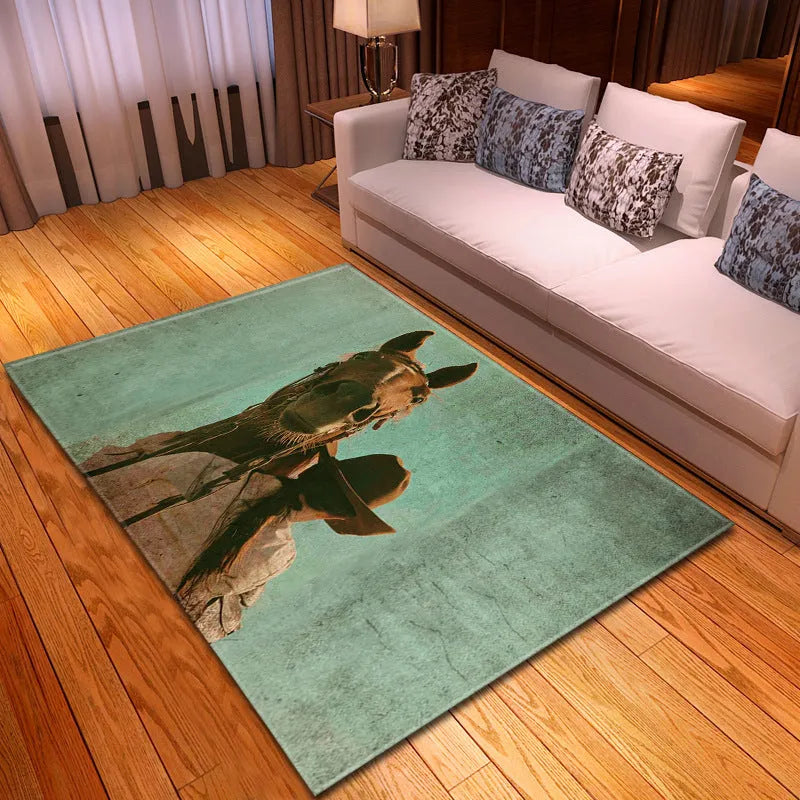 Rectangular creative animal rug with cartoon pattern in polyester fibre 100x150cm machine washable