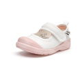 White children's cloth shoes with mesh uppers and velcro fastening for toddler boys and girls