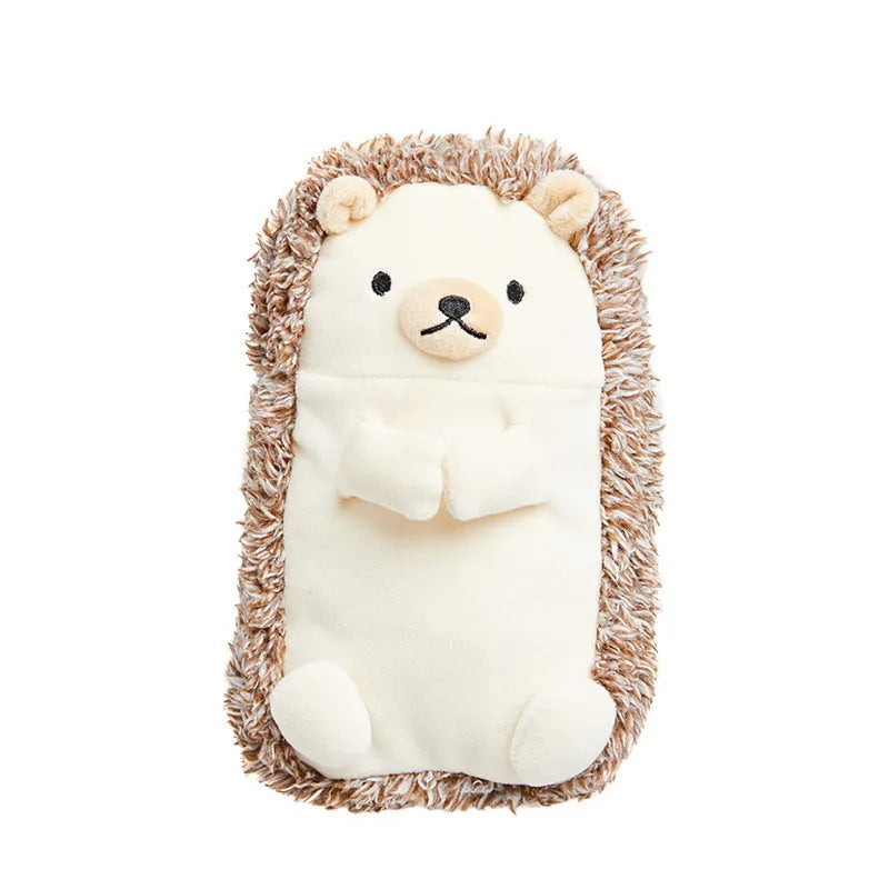 Soft velvet plush pencil case with a creative, funny character design shown in available colours.