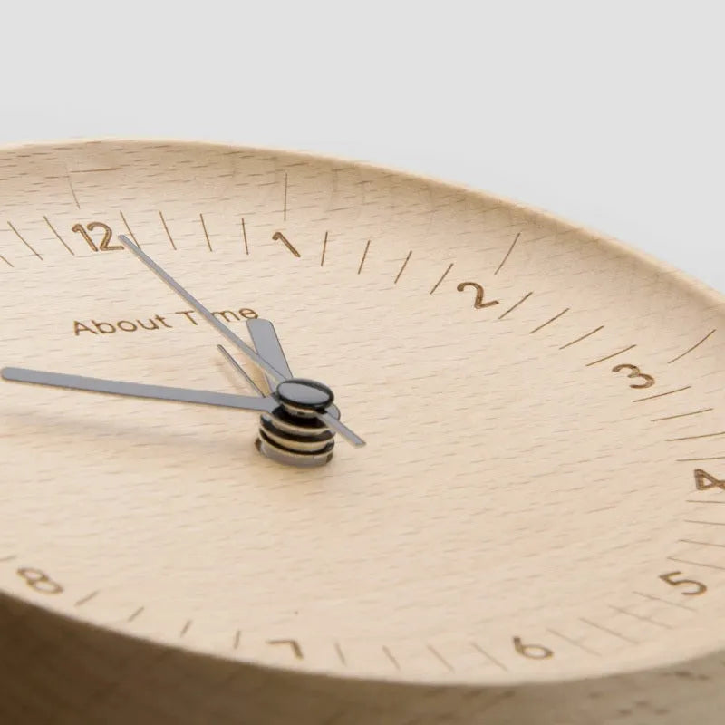 AboutTime 'about time' log alarm clock with pendulum, German beech wood, 12cm diameter, photo colour