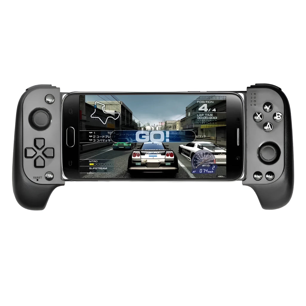 Cytec wireless Bluetooth telescopic game handle in black or red blue for iOS and Android phones.