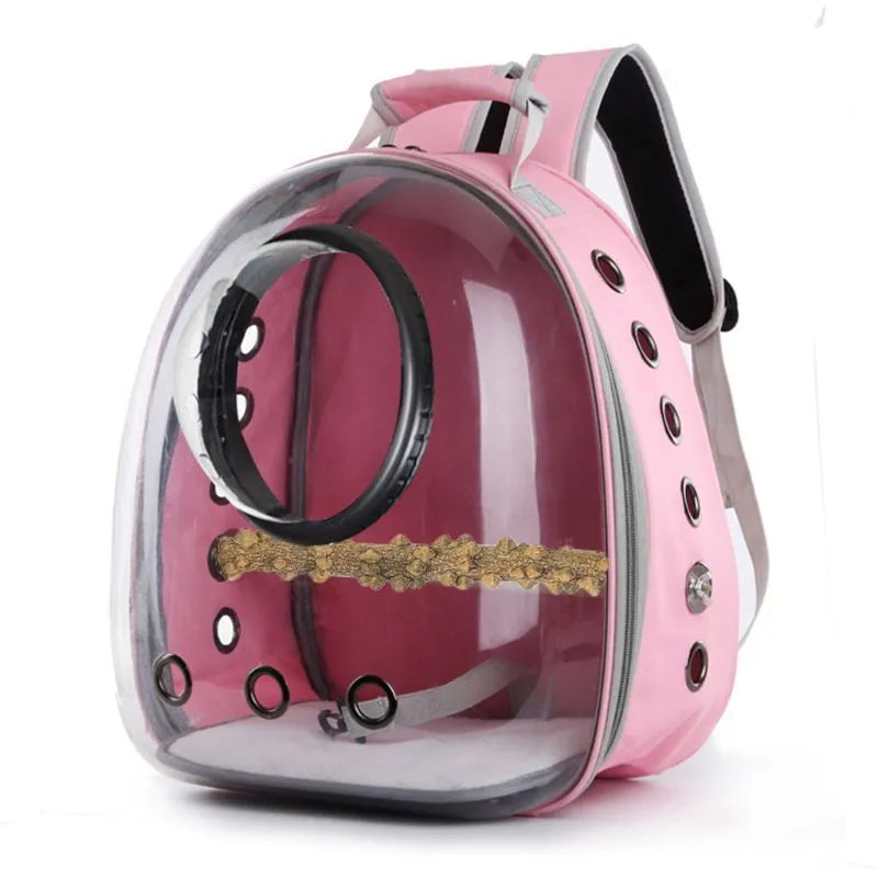 Parrot backpack carrier in PVC with medium hard shell, view of the bag in black colour