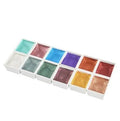 Solid watercolour paint palette with pearl finish pans, shown in 12-colour and 24-colour set options.