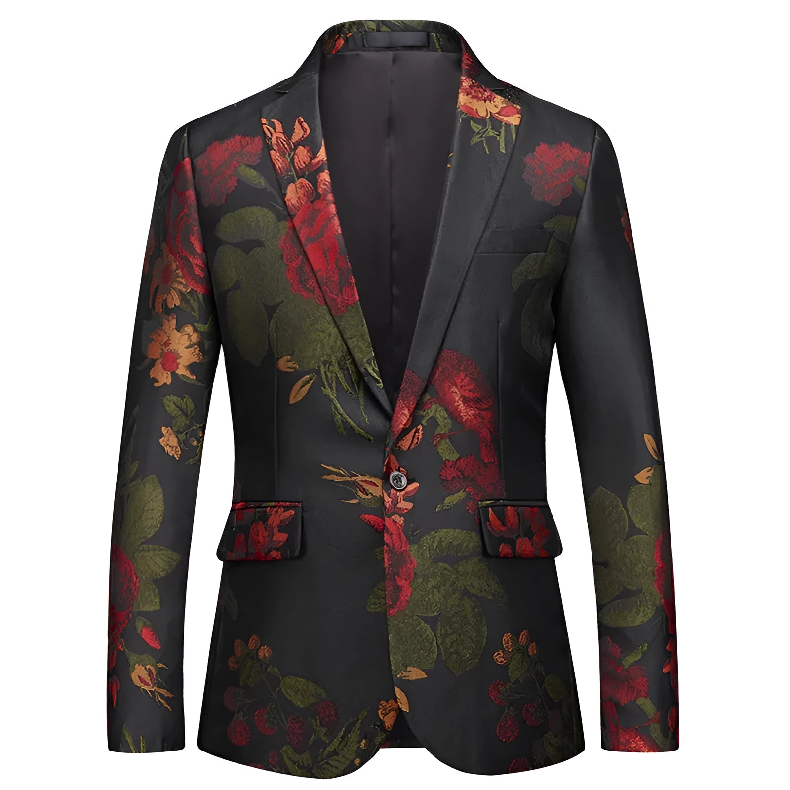 Korean style slim suit jacket for men, cotton blend, jacquard detail, back slit, available in multiple sizes