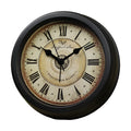 Round 6-inch retro-style desk alarm clock with silent sweep movement in a vintage colour on a wooden surface.