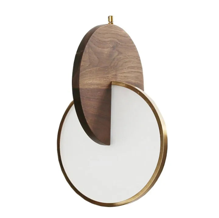 Walnut wood chandelier with long-line design for wall mounting in bedroom or study