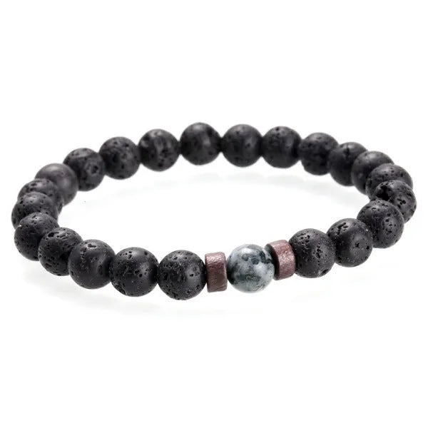Natural moonstone beads Tibetan Buddha bracelet with lava stone diffuser agate round style unisex