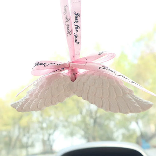 Angel Wings Car Perfume Pendant Gypsum Car Aroma Diffuser Decorative Hanging Ornament Cute Style Black Ribbon or Fan Design White Pink Blue Wings Car Air Freshener Solid Air Freshener for Vehicle Interior Decoration