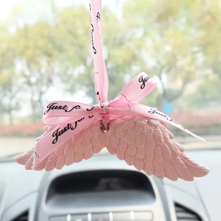 Angel Wings Car Perfume Pendant Gypsum Car Aroma Diffuser Decorative Hanging Ornament Cute Style Black Ribbon or Fan Design White Pink Blue Wings Car Air Freshener Solid Air Freshener for Vehicle Interior Decoration