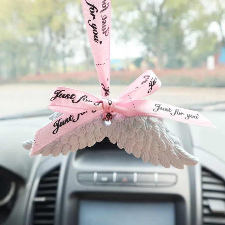 Angel Wings Car Perfume Pendant Gypsum Car Aroma Diffuser Decorative Hanging Ornament Cute Style Black Ribbon or Fan Design White Pink Blue Wings Car Air Freshener Solid Air Freshener for Vehicle Interior Decoration