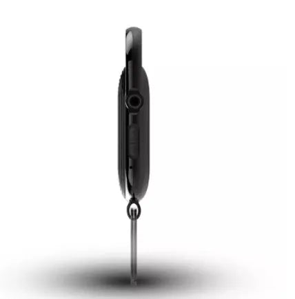 Black portable digital audio recorder with zinc alloy shell and one-key recording button.