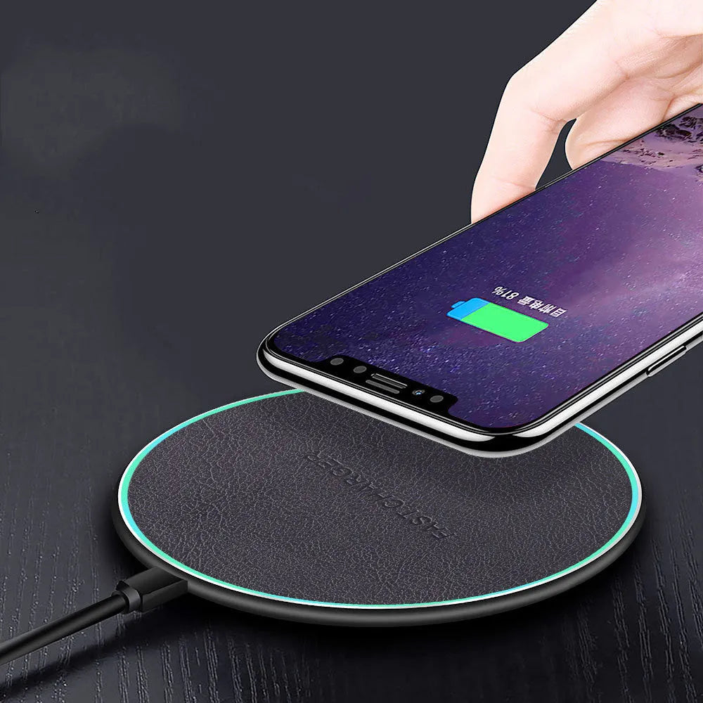 Black car wireless charger with textured aluminium surface for Apple Samsung Huawei Xiaomi phones