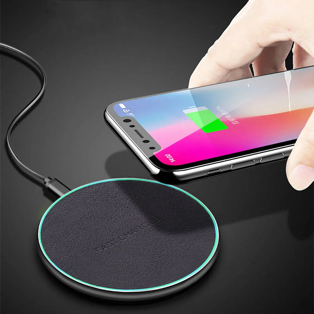 Black car wireless charger with textured aluminium surface for Apple Samsung Huawei Xiaomi phones
