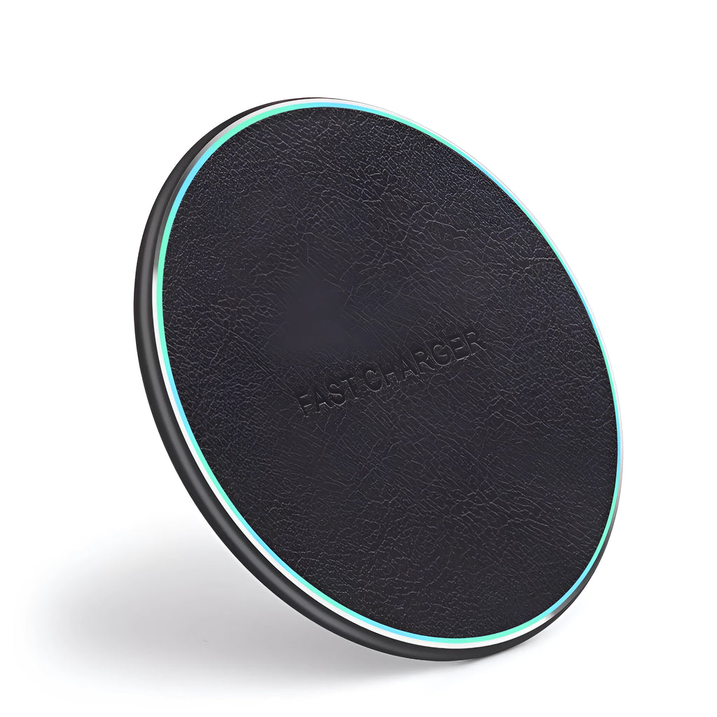 Black car wireless charger with textured aluminium surface for Apple Samsung Huawei Xiaomi phones