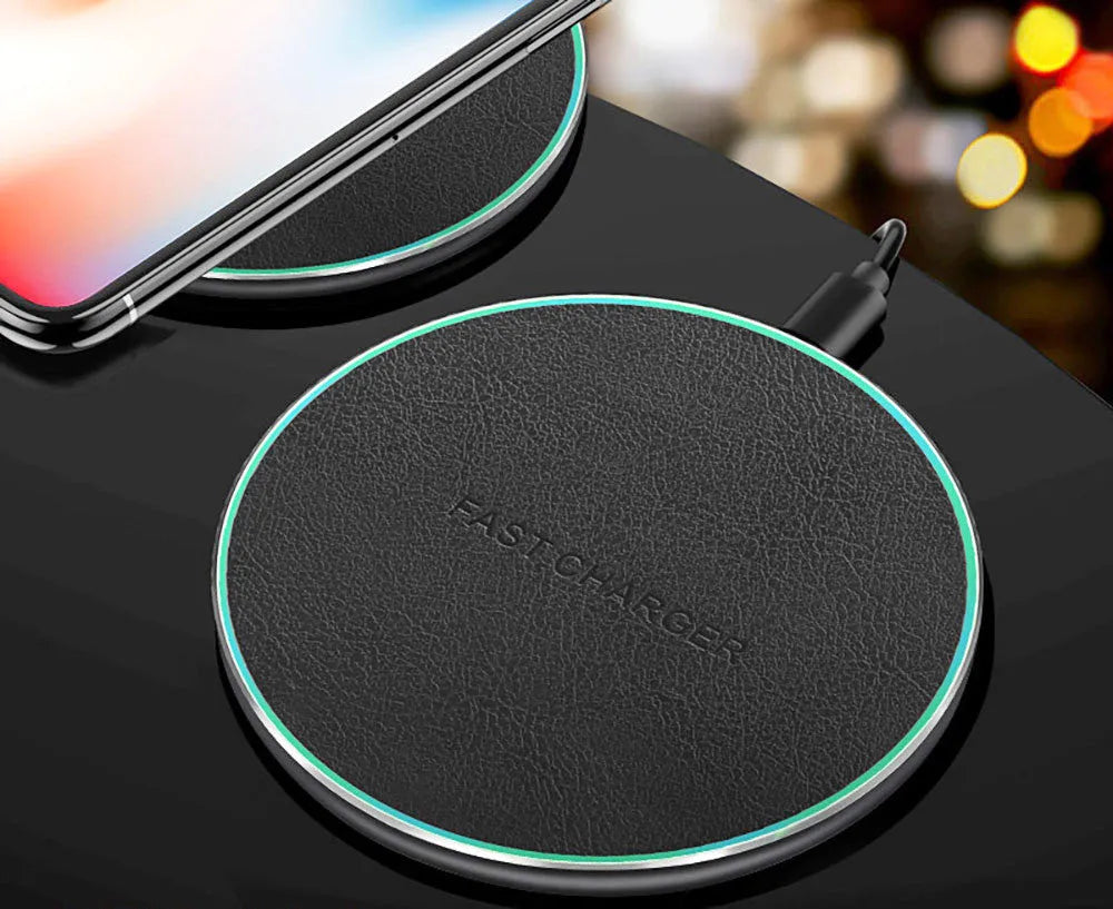 Black car wireless charger with textured aluminium surface for Apple Samsung Huawei Xiaomi phones