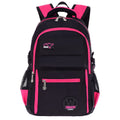 Green waterproof nylon school backpack for elementary and middle school students, 46x30x18cm, with multiple compartments