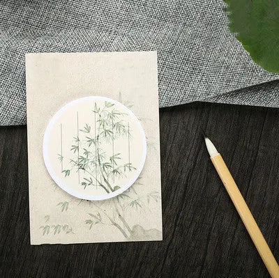 Set of eight Post-it note pads with different botanical leaf designs including water lily and maple leaf.