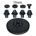 Black solar garden fountain pump with panel and four spray nozzles on grass