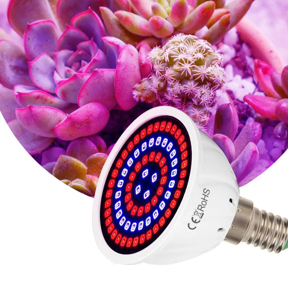 White LED plant growth lamp with 80 beads providing 180° coverage for indoor potted plants up to 80 square centimetres.