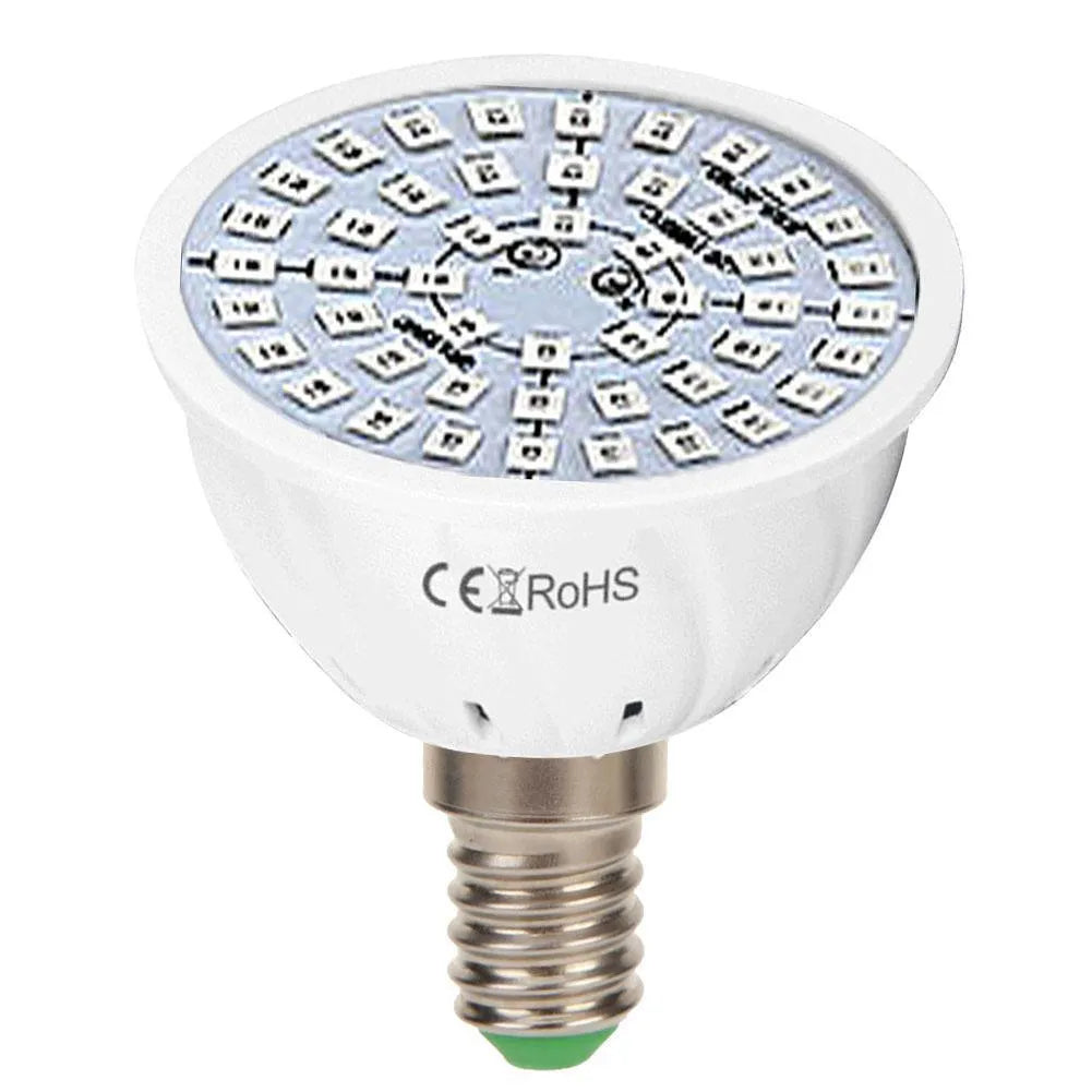 White LED plant growth lamp with 80 beads providing 180° coverage for indoor potted plants up to 80 square centimetres.