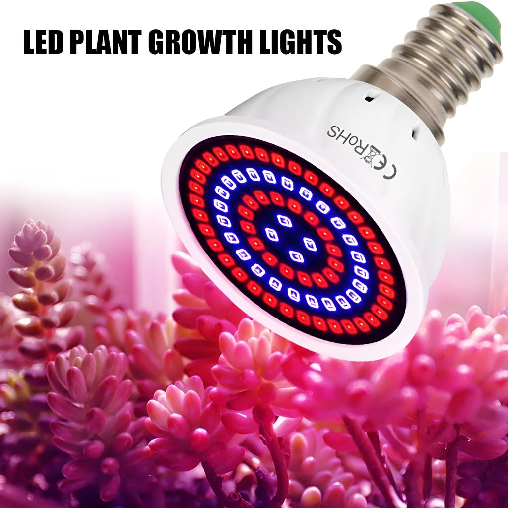 White LED plant growth lamp with 80 beads providing 180° coverage for indoor potted plants up to 80 square centimetres.