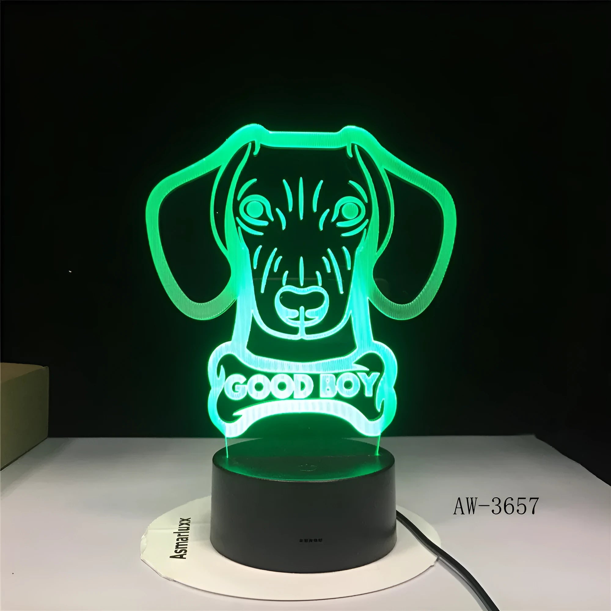 Remote control colourful gradient LED table lamp with acrylic shade on a desk
