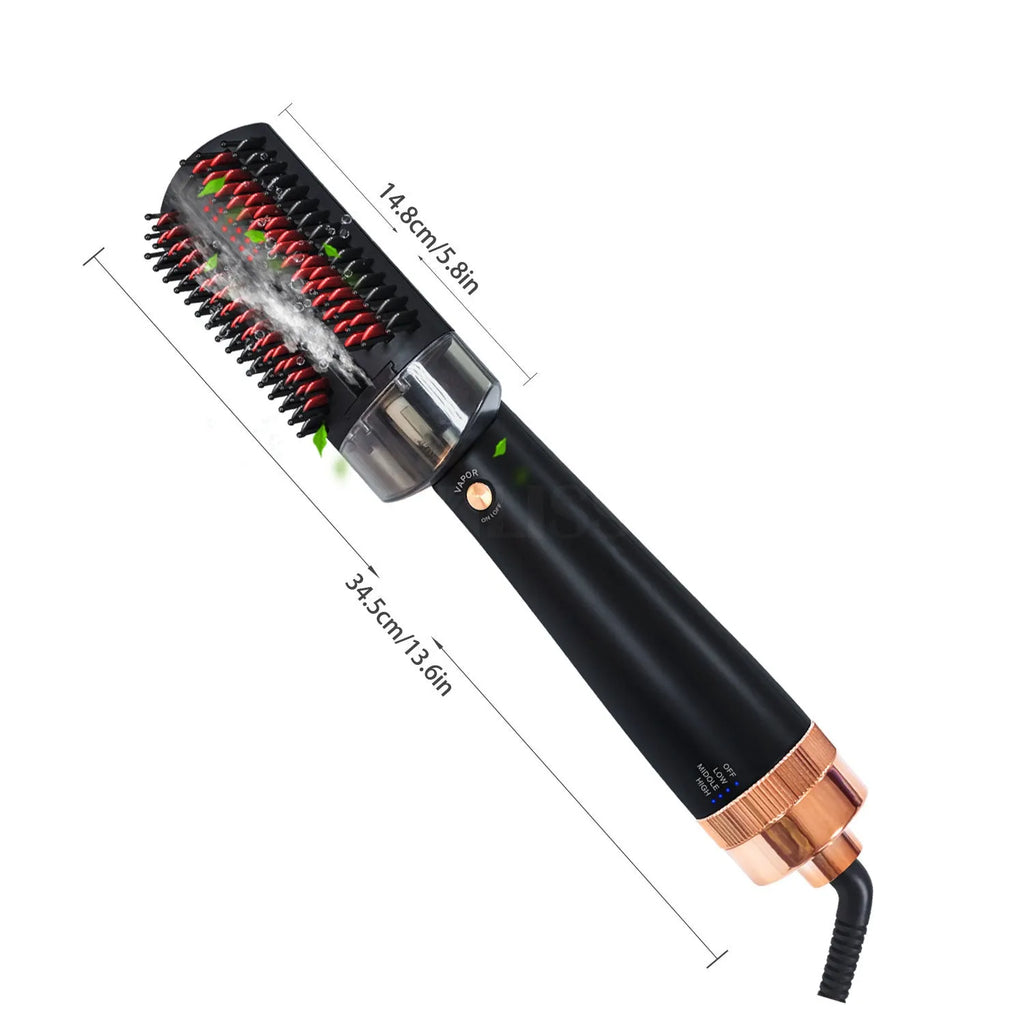 Black and pink wet dry anion spray infrared hot air comb with tourmaline ceramic heat conductor 16MM-20mm diameter for dry hair styling