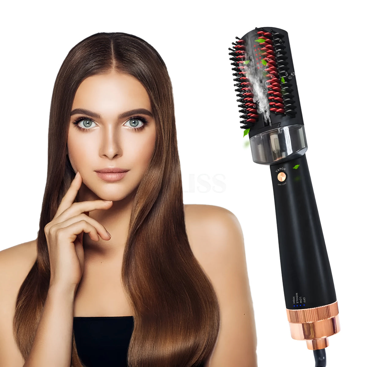 Black and pink wet dry anion spray infrared hot air comb with tourmaline ceramic heat conductor 16MM-20mm diameter for dry hair styling